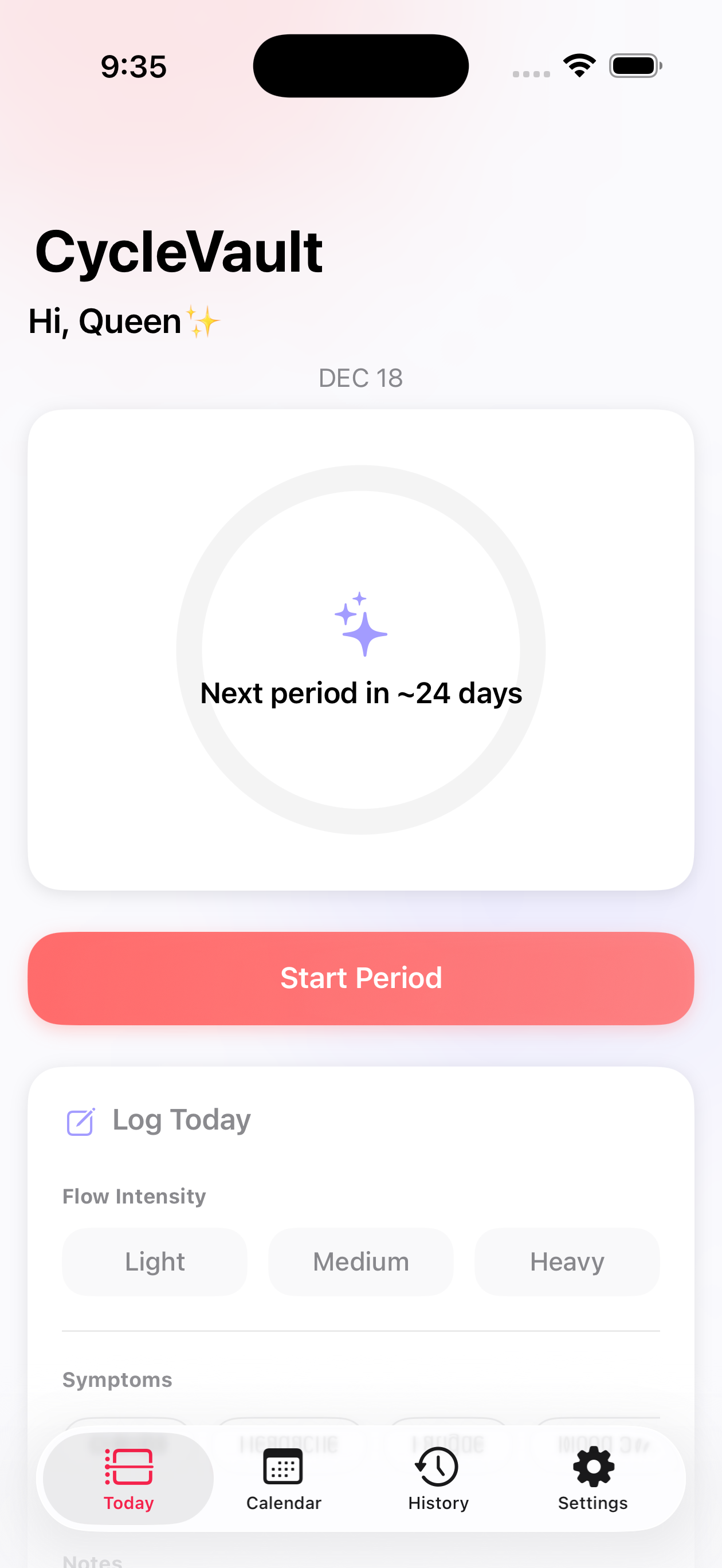 The CycleVault App Screen